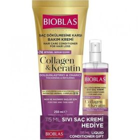 Bioblas Collagen Keratin 250 ml Saç Bakım Kremi ve 115 ml Sıvı Saç Kremi