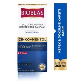 Bioblas Saç Dökülmesine ve Kepeğe Karşı Çinko Mentol 2'si 1 Arada 4x360 ml Şampuan
