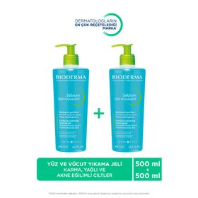 Bioderma Sebium Foaming Jel 2x500 ml Yağlı Ciltler İçin Yüz Temizleme Jeli
