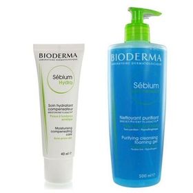 Bioderma Sebium Hydra Cream 40 ml Sebium Yıkama Jel 500 ml Akne Bakım Seti