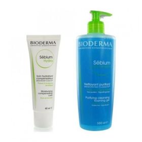 Bioderma Sebium Hydra Cream 40 ml Sebium Yıkama Jel 500 ml Akne Bakım Seti
