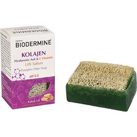 Biodermine 130 gr Doğal Kabak Lifli Kolajen Hyaluronic Acid ve C Vitamini Şeffaf Sabun