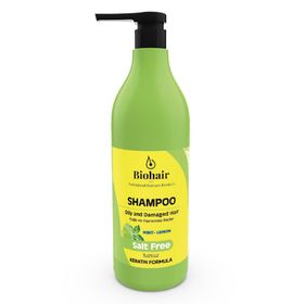 Biohair 1000 ml Yağlı ve Yıpranmış Saçlar Tuzsuz Keratinli Nane Limon Şampuan