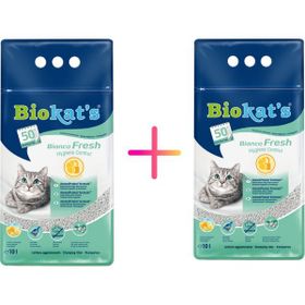 Biokat's 10 lt x 2 Adet Bentonit Tozsuz Topaklanan Orta Taneli Bianco Fresh Kedi Kumu