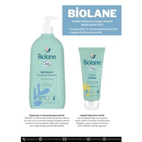 Biolane 500 ml Bebek Organik Saç Vücut Şampuanı ve 100 ml Organik Pişik Kremi