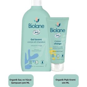 Biolane 500 ml Bebek Organik Saç Vücut Şampuanı ve 100 ml Organik Pişik Kremi
