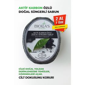 Bioleas Skincare 130 gr Aktif Karbon Özlü Doğal Süngerli Sabun
