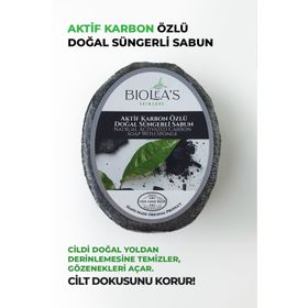 Bioleas Skincare 130 gr Aktif Karbon Özlü Doğal Süngerli Sabun