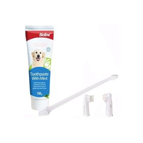 Bioline 100 gr Köpek Diş Macunu Ve Diş Bakım Seti