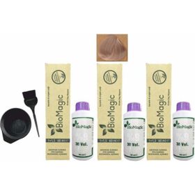 Biomagic Amonyaksız Organik Keratin + Argan Yağlı 10.00 Açık Sarı 3x60 ml Saç Boyası + 90 ml Oksidan + Boyama Seti