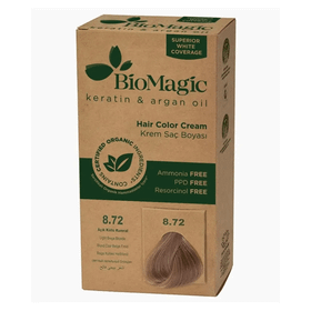 Biomagic No:8.72 60 ml Açık Küllü Kumral Doğal Saç Boyası