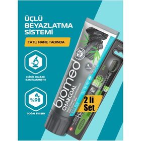 Biomed Charcoal Aktif Kömür Yumuşak Mineral Temizliği Beyazlatıcı 2x100 ml Diş Macunu