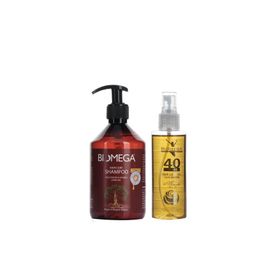 Biomega Argan Keratin şampuan 500 ml + 150 ml 40 Bitki Saç Bakım Yağı