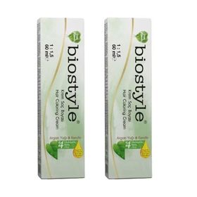 Biostyle Bitki Özlü Argan ve Keratin 8.00 Yoğun Açık Kumral Oksidansız 2x60 ml Saç Boyası