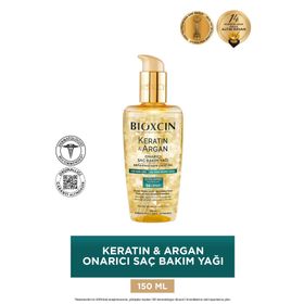 Bioxcin 150 ml Keratin Argan Yıpranmış ve Hassas Saçlar Onarıcı Saç Bakım Yağı