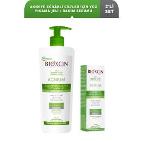 Bioxcin Acnium Akneye Eğilimli Ciltler İçin 500 ml Yüz Yıkama Jeli + 15 ml Bakım Serumu