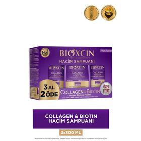 Bioxcin Collagen 3x300 ml Kolajen Biotin İnce ve Seyrek Saçlar Ekstra Hacim Şampuanı