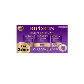 Bioxcin Collagen 3x300 ml Kolajen Biotin İnce ve Seyrek Saçlar Ekstra Hacim Şampuanı