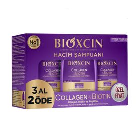 Bioxcin Collagen 3x300 ml Kolajen Biotin İnce ve Seyrek Saçlar Ekstra Hacim Şampuanı