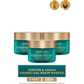 Bioxcin Keratin ve Argan Onarıcı Bakım 3x225 ml Saç Maskesi