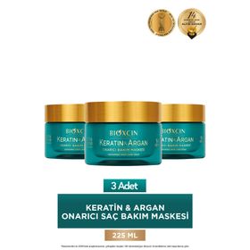 Bioxcin Keratin ve Argan Onarıcı Bakım 3x225 ml Saç Maskesi