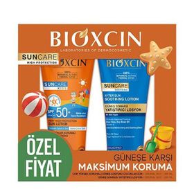 Bioxcin Sun Care Çocuklar İçin SPF50 200 ml Güneş Kremi ve 200 ml Güneş Sonrası Losyon