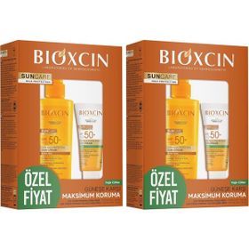 Bioxcin Sun Care SPF50 50 ml Yüz Güneş Kremi+Kuru Normal Cilt 2x200 ml Vücut Güneş Spreyi