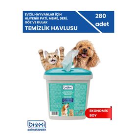 Bioxi Tüy ve Pati Hijyenik ve Çok Amaçlı Temizleme Kova Mendil + 150 ml Susuz Kuru Köpük Şampuan
