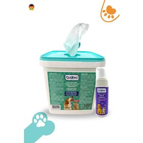 Bioxi Tüy ve Pati Hijyenik ve Çok Amaçlı Temizleme Kova Mendil + 150 ml Susuz Kuru Köpük Şampuan