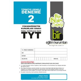 Bir Eğitim Kurumları TYT Türkiye Geneli Deneme Sınavı 1-2-3-4-5 Set