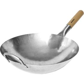 Biradlı 36 cm Karbon Çelik Wok Tava