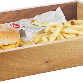 Biradlı GRV-1885 33x23x5,5 cm Ceviz Hamburger Sunum Kasası