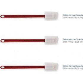 Biradlı Kırmızı 38 cm Silikon Yanmaz Spatula