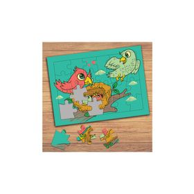 BIRD04 Renkli Kuş Yuvası Aile Çocuklara Özel Puzzle Yapboz Tablo