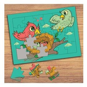 BIRD04 Renkli Kuş Yuvası Aile Çocuklara Özel Puzzle Yapboz Tablo
