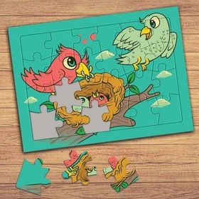 BIRD04 Renkli Kuş Yuvası Aile Çocuklara Özel Puzzle Yapboz Tablo
