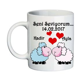 Biresimden Sevgililer Günü Aşık Kuzucuklar İsimli Kupa