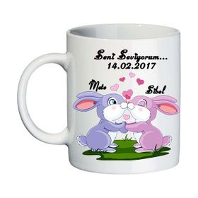 Biresimden Sevgililer Günü Aşık Tavşanlar İsimli Kupa