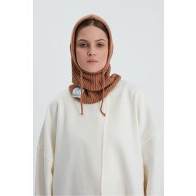 Birgül Camel Balaclava Fitilli Triko Örgü Bere Başlık