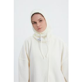 Birgül Ekru Balaclava Fitilli Triko Örgü Bere Başlık