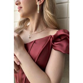 Birinci1926 14 Ayar Altın Tatlı Su İncisi Choker Kolye ve Küpe 2'li Kadın Set