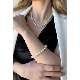 Birinci1926 925 Ayar Dorika Top İnci Gümüş Kolye