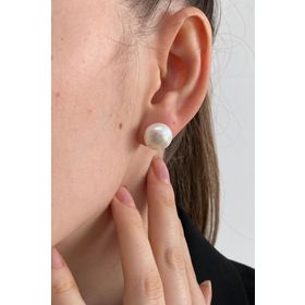 Birinci1926 925 Ayar Gümüş Kadın 12 mm İnci Beyaz Küpe