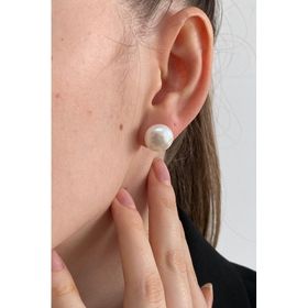 Birinci1926 925 Ayar Gümüş Kadın 12 mm İnci Beyaz Küpe
