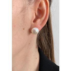 Birinci1926 925 Ayar Gümüş Kadın 12 mm İnci Beyaz Küpe