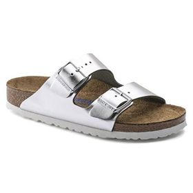 Birkenstock Arizona SFB Gümüş Kadın Deri Terlik