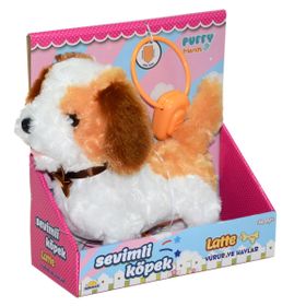 Bisepetim 2860 Sesli Hareketli Peluş Sevim Köpek Latte