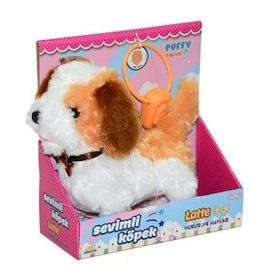 Bisepetim 2860 Sesli Hareketli Peluş Sevim Köpek Latte