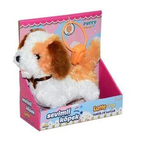 Bisepetim 2860 Sesli Hareketli Peluş Sevim Köpek Latte