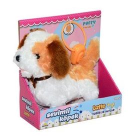Bisepetim 2860 Sesli Hareketli Peluş Sevim Köpek Latte